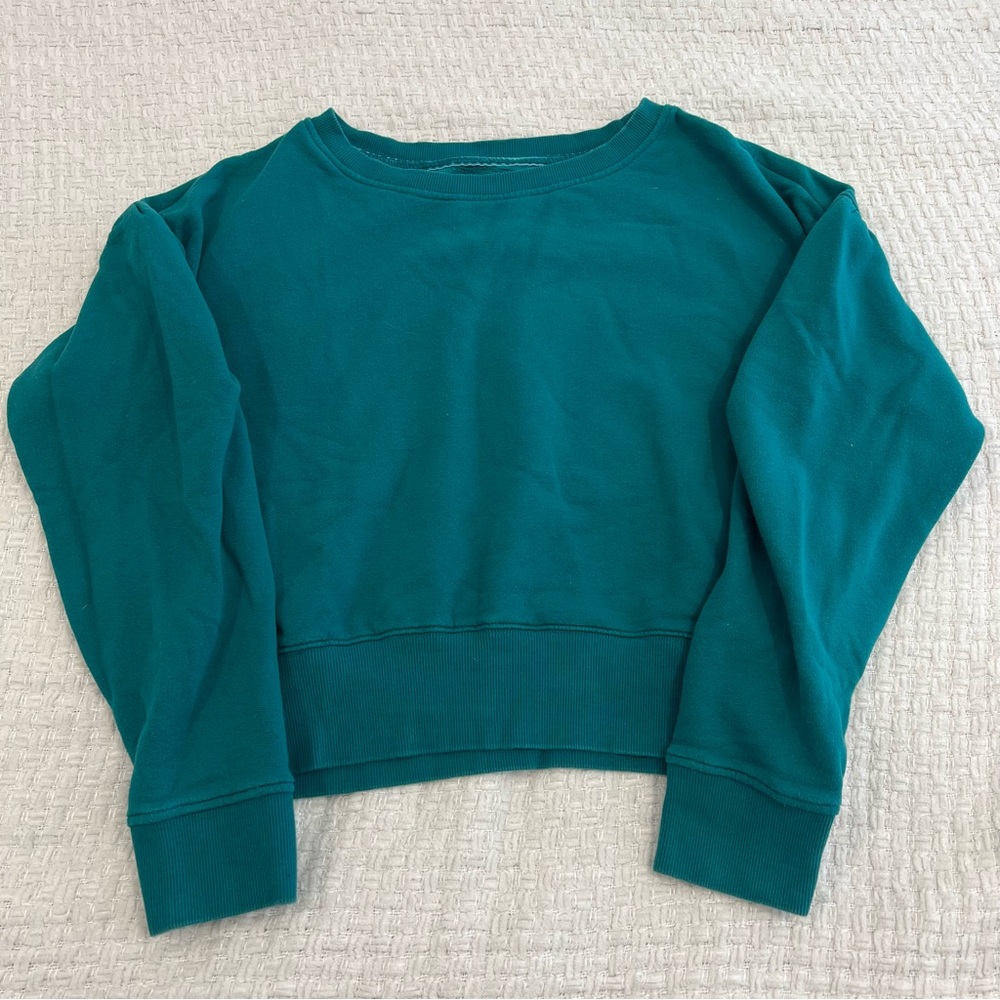 UGG Tenley Cropped Crewneck Sweatshirt Teal Size S EUC